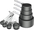 Measuring Cups and Spoons Set, for Measuring Dry and Liquid Ingredients Small Teaspoon with Plastic Head 8 Pcs（Black