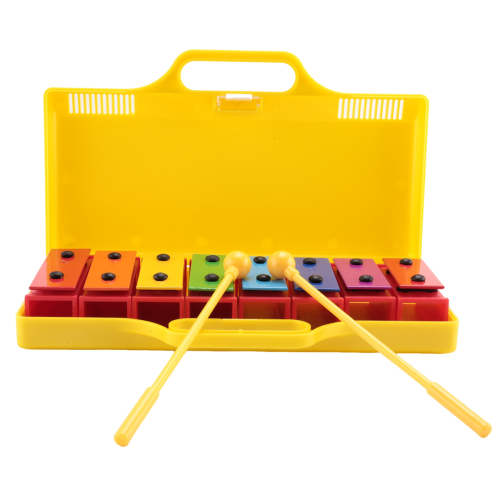 8 Notes Chromatic Xylophone Glockenspiel Resonator Bells Yellow Case