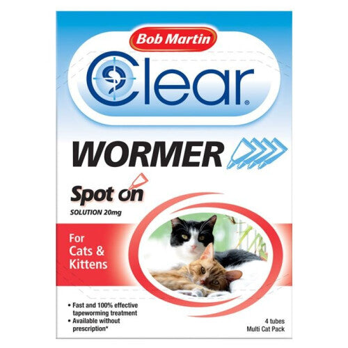 (4 Tubes) Bob Martin Wormer for Cats | Cat & Kitten Wormer