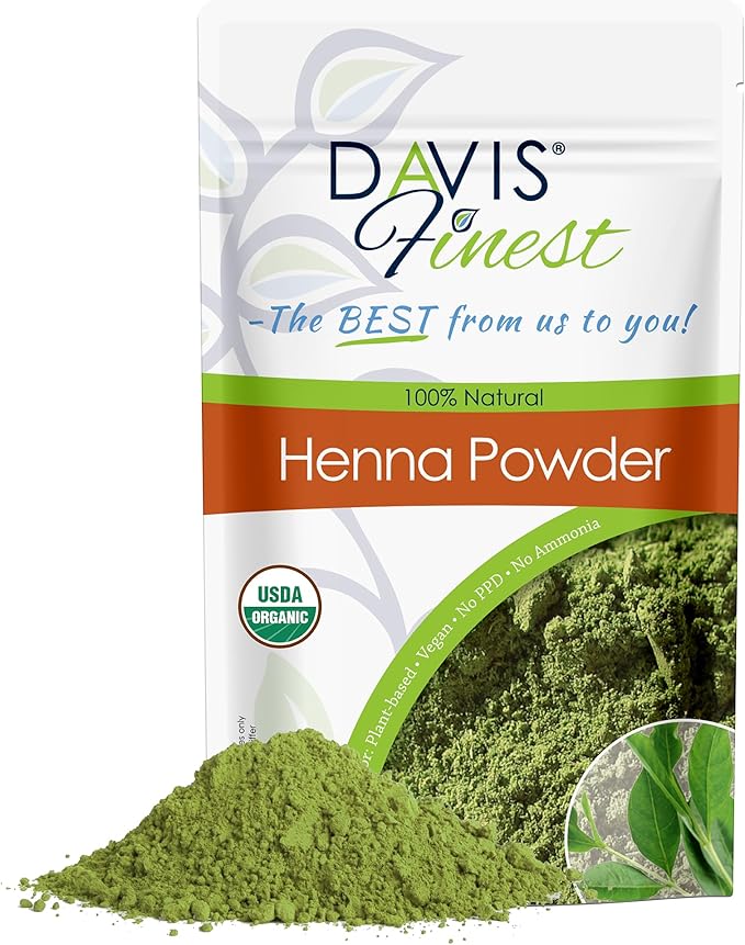 Davis Finest - Organic Henna Powder, 100g - PPD-Free Natural, Skin Friendly Hair & Beard Dye - Ideal for Hair Colouring & Henna Cone Paste - Easy to Use, 100% Plant Based, Chemical Free Hair Dye