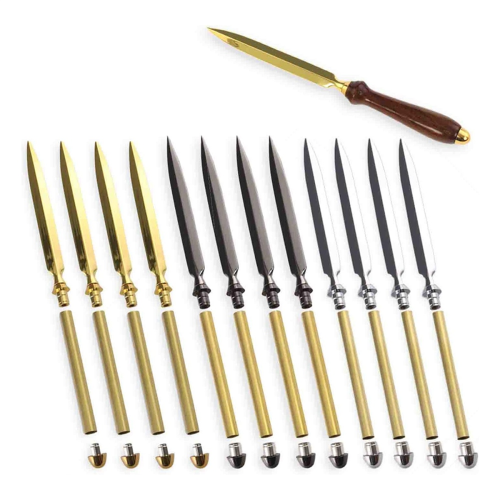 Letter Opener Project Kit - 12 Piece Variety Pack, Includes Metal (4), Gold Chrome (4)