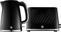 Swan Windsor Kitchen Set, 1.7L Kettle & 2 Slice Toaster, Black, SK14611BLK & ST14071BLK