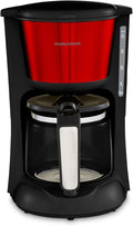 Morphy Richards Equip Filter Coffee Machine, Pour Over Technology, 10 Cup Capacity, Fast Brew, Anti Drip, Easy Clean Reusable Filter, Keep Warm, Aroma Blender, Red and Black, 162503