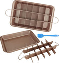 SHUESS Brownie Tin - Carbon Steel 18 Slot Brownie Baking Tray - Brownies Tin with Dividers - Non-Stick Brownies Tray for Cookie, Lasagna, Flapjack, Brownies, 31 x 20 x 3.7CM