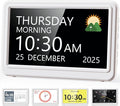 Roxicosly Dementia Clock with Date Day, 20 Custom Alarms 20 Reminders, 7" Digital Clock with Sun/Moon icons for Elderly,12 Themes 9 Colors,10 Levels Dimmer,18 Ringtones, HD Picture Frame
