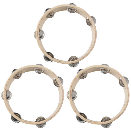 3X 8Inch Musical Tambourine Tamborine Drum Round Percussion Gift for KTV Party