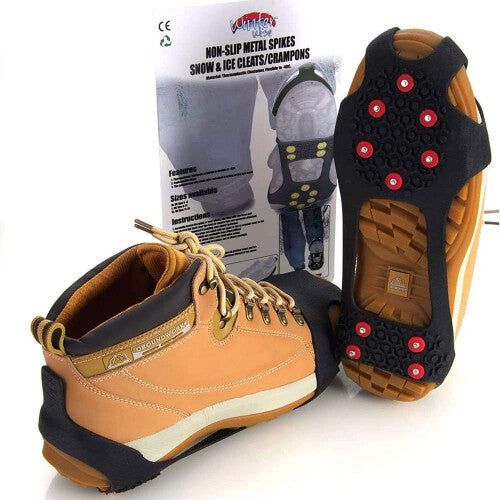 (Size UK 5 - 8) Winter Wise 10-STUD Ice Snow Grips, Anti Slip
