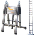 3.8m Stainless Steel Telescopic A-Frame Ladder â€“ 12.5ft Multi-Purpose Extension, 150kg Load, EN131/CE, Anti-Pinch Lock