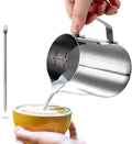 Dailyart Milk Jug, 350ml/12 fl.oz 304 Stainless Steel Milk Cup Milk Frothing Pitcher Milk Pitcher with Latte Decorating Art Penfor Making Latte Coffee Art, Cappuccino