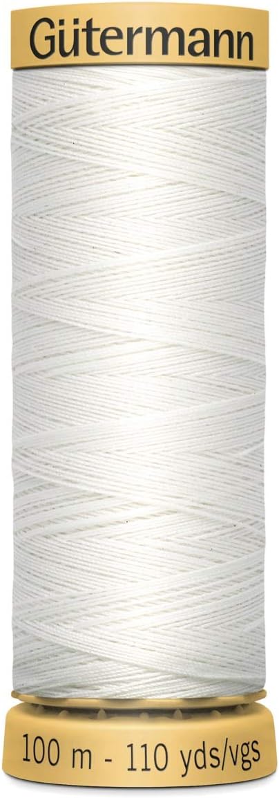 100% Natural Cotton Thread by Gutermann for Sewing and Quilting - 100m Spools - Colour Number WHT - 1 x 100m Spool