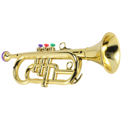 Gold 3-Tone Kids Toy Trumpet - Safe ABS Musical Instrument for Beginners, Portable & Easy to Carry