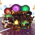 Birthday Card, Music & Fireworks & Blowable Candle Birthday Cards, 3D Pop Up Birthday Card, Greeting Card Birthday Gifts for Women Men Husband Wife Boys Girls Kids