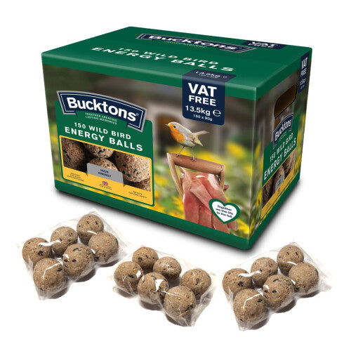Bucktons Fatballs Bird Feed Treats 150 Fatballs - Premium Quality, High-Energy, Calcium-Boosted, No Nets for Bird Safety (100195)