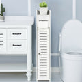 Wood Free-Standing Bathroom Storage Cabinet with Toilet Paper Holder - Corner Organizer, Slim Space-Saving Design