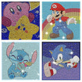 Kids Cartoon Characters Super Mario Stitch Diamond Painting Kits, 4 Pack Diamond Art For Kids Beginners, 5d Diy Gem Painting Big Realistic Gem Full Dr