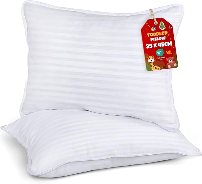Utopia Bedding Toddler Pillows 2 Pack, 33 x 45 cm Cot Pillow, Kids Small Pillow, Soft and Breathable Pillows, Perfect for Travel (White) (Intended for Age 2 and up)