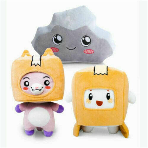 3PCS Set Dolls Lankybox BOXY + FOXY + ROCKY Plush Soft Stuffed Toy Kid Game Figure Plushie Doll Gift