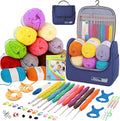 Knitiss Crochet Kits for Beginners Adults, All in One Crochet Starter Kit with 12 Pcs Crochet Yarn, 9 Size Ergonomic Crochet Hooks 2.0mm~6.0mm