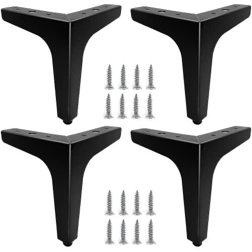Set Of 4 15cm Black Metal Furniture Legs, Durable Sofa Legs, Coffee Table Legs, Riser Table Legs Stand Up Or Replace Bedside Tables, Sofa, Tv Stands