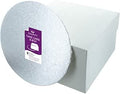 Culpitt 10" Round Silver Cake Card & White Box Combo, 3mm Turned Edge Board and For Sponge Cakes, Muffins, Cupcakes