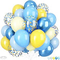 Yellow Blue Balloons, 12 Inch Blue and Yellow Balloons Set Pastel Balloon Confetti Balloon for Kids Cartoon Theme Birthday Baby Shower Party Supplies