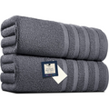 2 X Big Super Jumbo Bath Sheets -100 x 200 cm- Egyptian Cotton Soft XXL Bath Towels (Charcoal Grey)