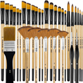 Paint Brush Set, Nylon Bristles with Round, Filbert, Flat, Fan, Angle, Suitable for Artists and Beginners Acrylic