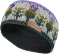 Pachamama Women Wool Ear Warmer Headband Fleece Lined Handknitted Scots Thistle Multicoloured One-Size Handmade Fair Trade