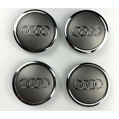 4 AUDI Silver Grey WHEEL CENTER HUB CAP 69MM EMBLEM FOR A3 A4 A6 A8 TT