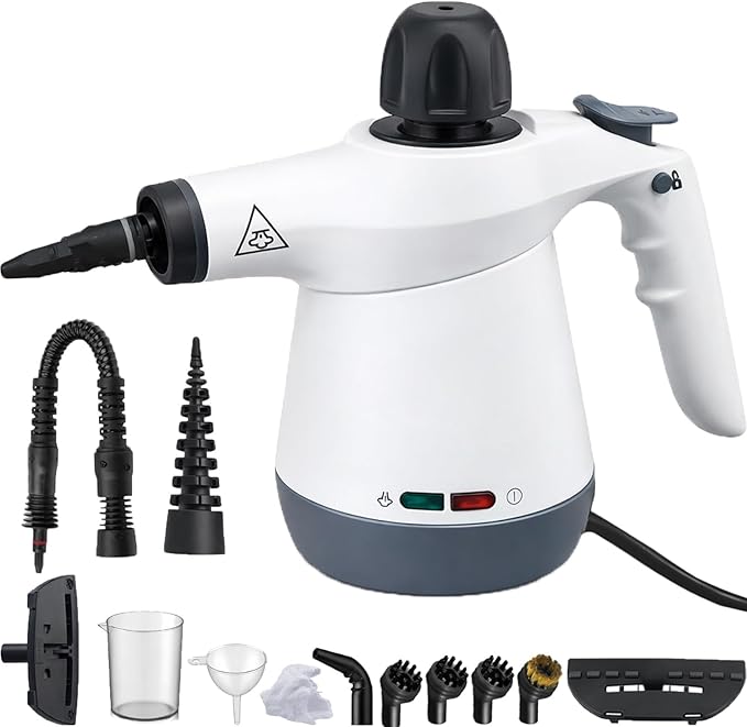Handheld Steam Cleaner, High Pressure Steam Cleaner with 12 Accessories, Multi-purpose Steamer for Home Use, Cleaning Floor, Portable Steam Cleaner for Grout, Window, Bathroom, Kitchen