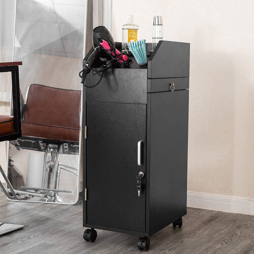 Barber Salon Hairdressing Beauty Salon Lockable Trolley Storage Wooden Cart