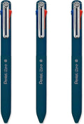 Pentel iZee 4 Colour Ballpoint Pen - Deep Blue Barrel - Multi Ink - Black, Blue, Red & Green Ink - Pack of 3