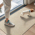 LEKEEPGO Door Mat 43 x 75 cm, Non Slip Door Mat Indoor Entrance, Rubber Backing Indoor Door mats Washable Absorbent Low-Profile Doormat Front Entryway Entry Resist Dirt Inside Door Mats, Khaki