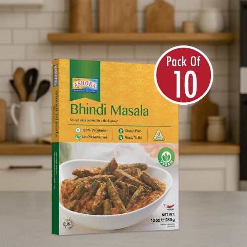 Ashoka Ready Meals Bhindi Masala 280g (Pack of 10) â€“ Authentic Indian Okra Curry
