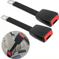 2Pcs Car Seat Belt Extension Clips - 25cm Universal Buckle Extenders, Black, High-Strength Stainless Steel, One-Button Install
