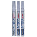 Uni Colour Medium (2.2-2.8mm) PX-20 Silver Oil Paint Marker Pen Metal Glass Wood Plastic Stone Outdoor mm Metal Bullet Nib Tip (Pack Of 3)
