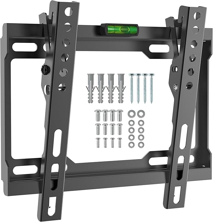 Tv Wall Bracket For 17-43 Inch, Tilt Flat Tv Wall Mount With Spirit Level, 35kg Capacity Universal tv bracket, Max Vesa: 200x200