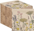 Table Kind 100 x Soft Recycled Paper Napkins, Wildflower Meadow Napkins Floral Disposable Party Serviettes for Weddings Eco-Friendly, Kraft Unbleached Home Compostable Made in EU, 2ply, 33cm