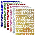 666 Pieces Small Vinyl Letter Number Stickers, 6 Sheets 0.5 Inch Glitter Colourful Sticky Stick on Alphabet Sticker Decals for Scrapbooks, Signs, Water Bottles, DIY Crafts