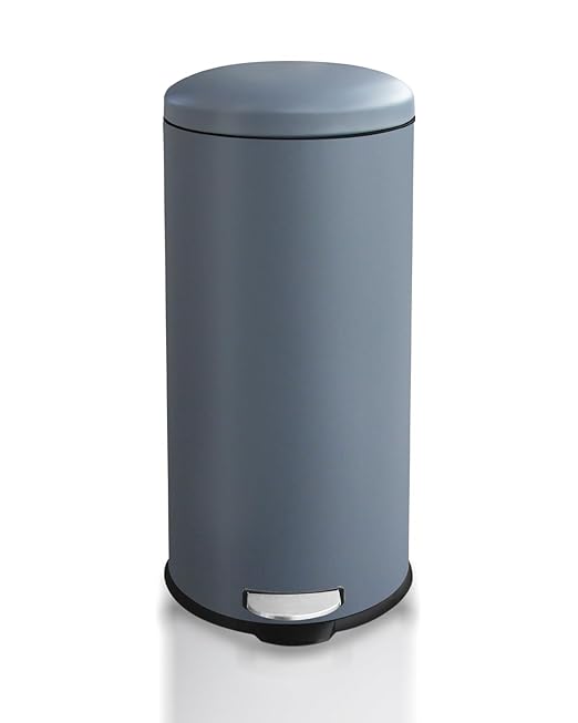 Kitchen Bin,30L Pedal Bin with Soft Close Lid,Kitchen Waste Bin with Removable Inner Bucket,Round Bins for Kitchen,Home Office,Grey