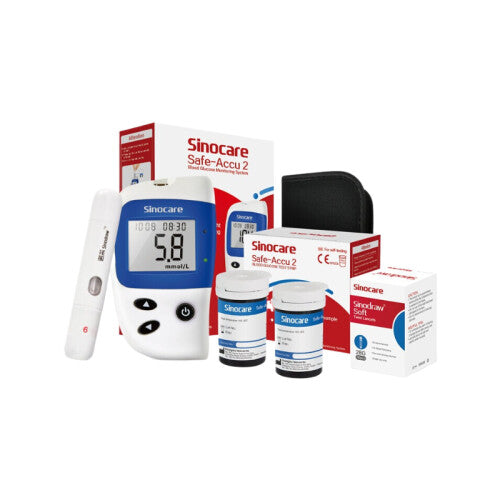 Sinocare Accu2 Blood Glucose Monitor Kit with 50Strips & Lancets