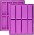 2PCS 8 Cavity Large Rectangle Granola Bar Silicone Moulds Nutrition/Cereal Bar Moulds Energy Bar Maker for Chocolate Truffles Bread Brownie Cornbread Cheesecake Pudding Butter Molds