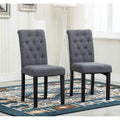 (Grey) MCC2 x Dining Chairs Lined Fabric Chairs, Solid Wooden Legs home & restaurants