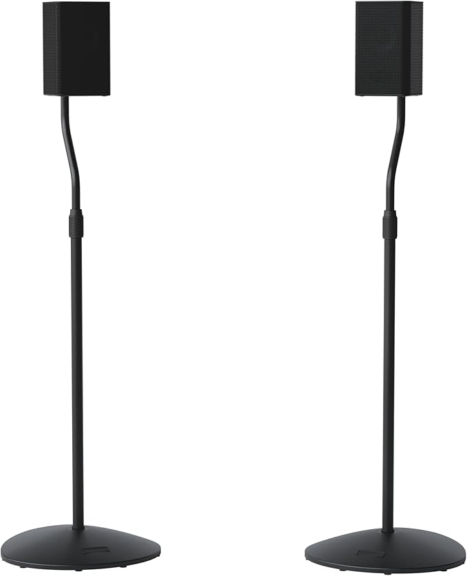 Sanus Adjustable Height Speaker Stand - Extends 28" to 38" - Holds Satellite & Small Bookshelf Speakers (i.e. Bose, Harmon Kardon, Polk, JBL, KEF, Klipsch, Sony and Others) - Set of 2 - Model: HTBS