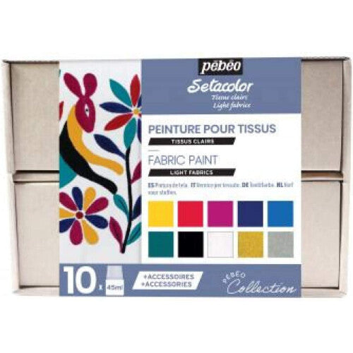 Pebeo Setacolor Light Collection Set, Assorted, 10X45ML