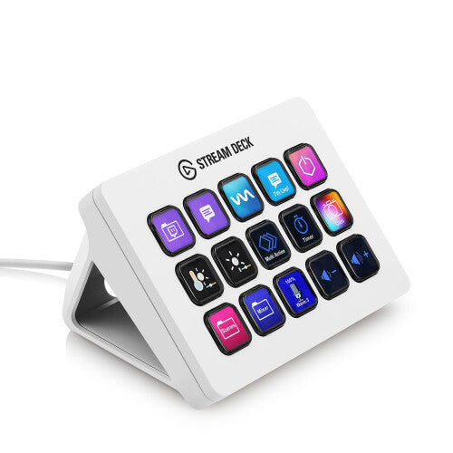 Elgato Stream Deck MK.2 White ? Studio Controller, 15 macro keys, trigger actions in apps and software like OBS, Twitch, ?YouTube and more, works with