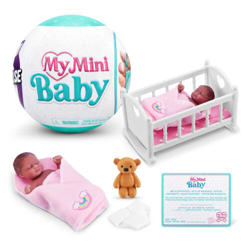 5 Surprise My Mini Baby Series 1, Single Capsule, By ZURU, Collectible Mystery Capsule, Toy for Girls, Realistic Miniature Baby, Playset and