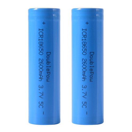 2x 18650 lithium battery 2600mah capacity 3.7V rechargeable battery