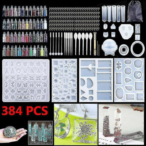 384 Pcs Resin Casting Epoxy Molds Silicone Jewelry Making Diy Craft Mould Kit