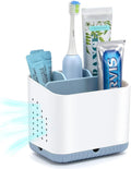 Multifunctional Toothbrush Holder White Anti-slip Toothbrush Holder Caddy Small Bathroom Countertop Organizer And Storage Stand For Electric Tooth Brush, Toothpaste, Floss, Razor